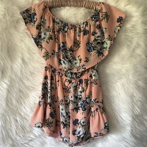 Blush pink with blue flowers romper. Size small Altar’d State